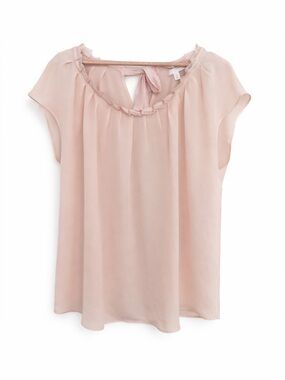 LC Lauren Conrad Blush Tie-Neck Cap Sleeve Blouse XL